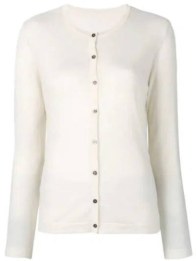 La Rose Button Fitted Cardigan In White