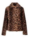 La Rose Button Leopard-print Jacket In Brown