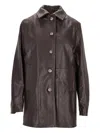La Rose Button-up Leather Coat