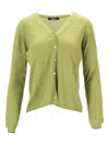 La Rose Buttoned Cardigan In Green