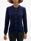 La Rose Buttoned Cashmere Cardigan In Blue