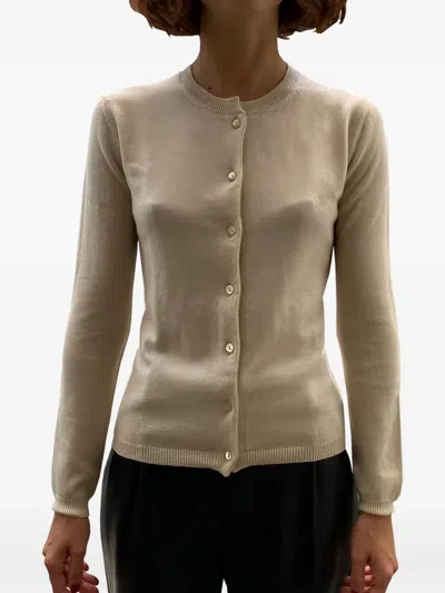 La Rose Buttoned Cashmere Cardigan In Neutral