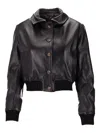 La Rose Leather Button-up Jacket In Brown