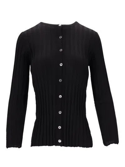 La Rose Cardigan Cashmere+seta In Black
