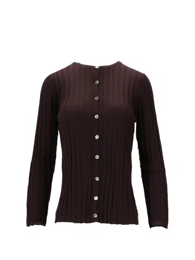 La Rose Cardigan Cashmere+seta In Brown