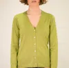 La Rose Buttoned Cardigan In Green