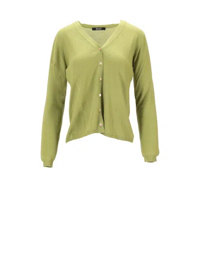 La Rose Cardigan Knitwear V Neckline Long Sleeves In Green