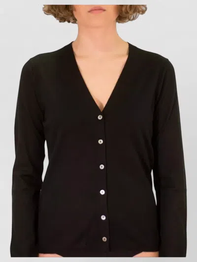 La Rose Cardigan Knitwear V Neck Long Sleeves In Black