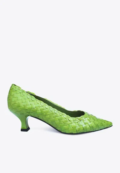 La Rose Carol 50 Woven Pumps In Green