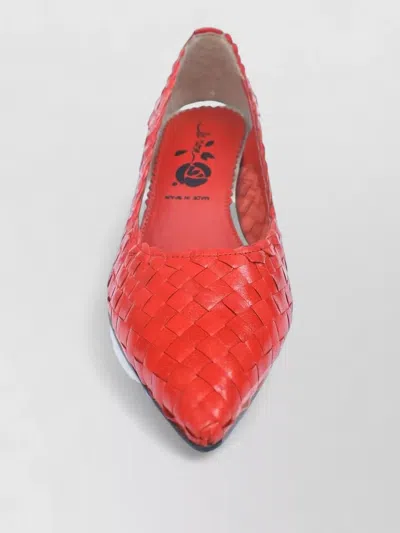 La Rose Carol Pumps Kitten Heel Pointed Toe Woven In Red