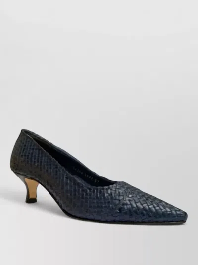 La Rose Carol Pumps Pointed Toe Woven Texture In Blue