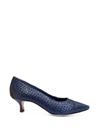 La Rose Carol Woven Heeled Pumps In Blue