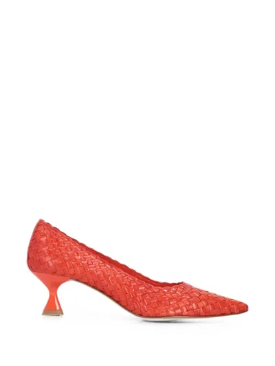 La Rose Carol Woven Pointed-toe Pumps In Orange
