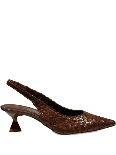 La Rose Carol Woven Slingback Pumps In Brown