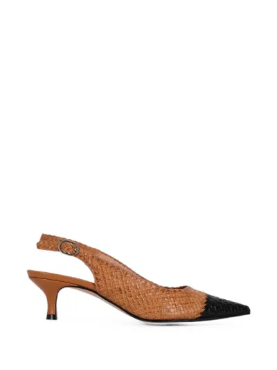 La Rose Carol Woven Slingback Pumps In Brown