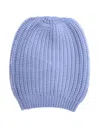 La Rose Cash Ribbed Beanie In Blue