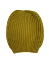 La Rose Olive Green Knitted Beanie Hat In Green