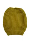 La Rose Olive Green Knitted Beanie Hat In Green