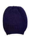 La Rose Navy Blue Classic Beanie Hat In Blue