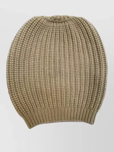 La Rose Cashmere Beanie Neutral Ribbed Texture Stretch