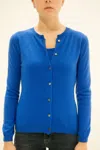 La Rose Buttoned Cashmere Cardigan In Bluette