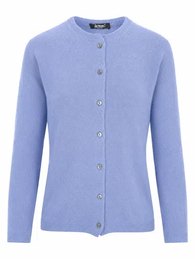 La Rose Cashmere Cardigan In Blue