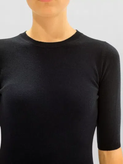La Rose Cashmere Crew Neck Knitwear Short Sleeves In Black