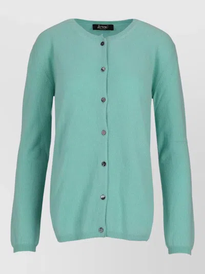 La Rose Cashmere Crew Neck Long Sleeve Top In Green