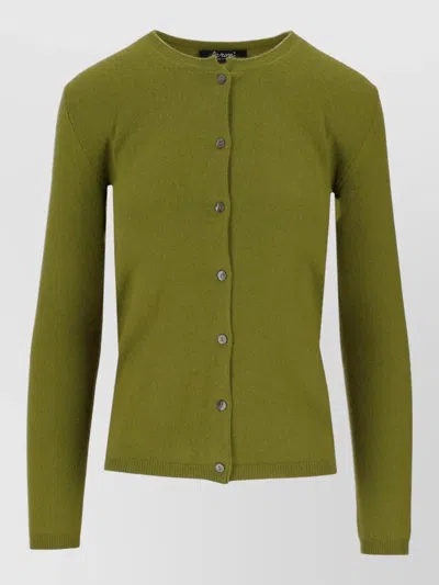 La Rose Cashmere Crew Neck Top Long Sleeves In Green
