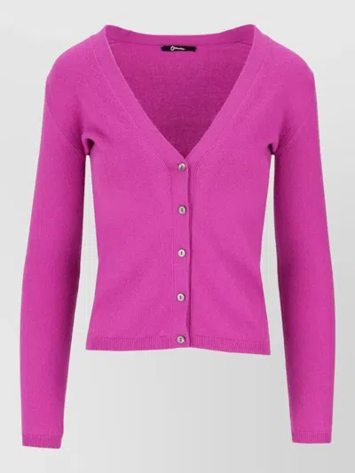 La Rose Cashmere Cropped Cardigan Long Sleeve V Neck In Pink