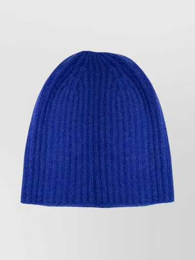 La Rose Cashmere Ribbed Beanie In Blue
