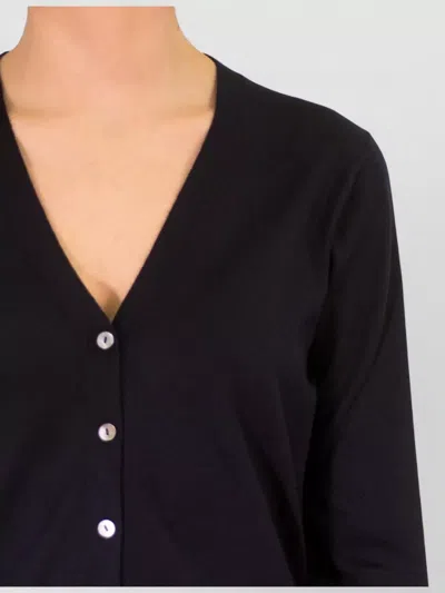 La Rose Cardigan Knitwear V Neck Long Sleeves In Black