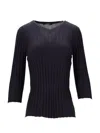 La Rose Collo A V Cashmere+seta In Black