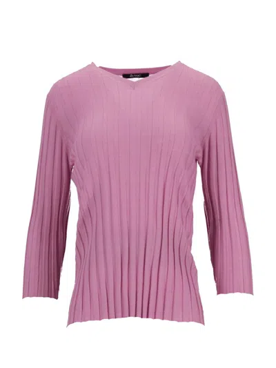 La Rose Collo A V Cashmere+seta In Purple
