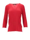 La Rose Collo A V Cashmere+seta In Red