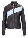 La Rose Colour-block Leather Biker Jacket In Black
