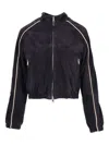 La Rose Cropped-bomberjacke Mit Kontrastpaspeln In Black