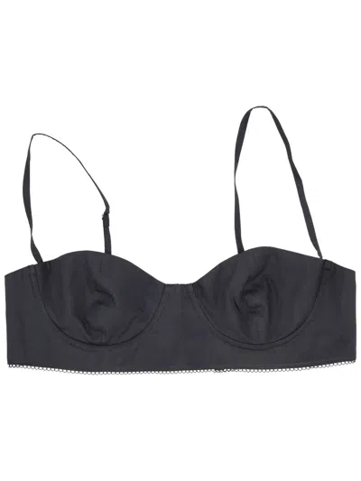 La Rose Cotton Bralette In Black