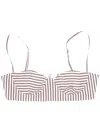 La Rose Cotton Bralette In Brown Stripes