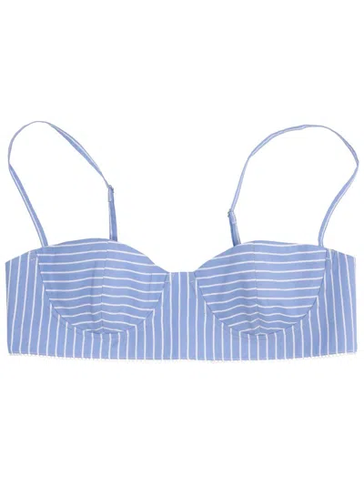 La Rose Cotton Bralette In White Stripes