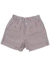 La Rose Cotton Buttoned Shorts In Brown Stripes
