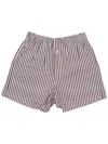 La Rose Cotton Buttoned Shorts In Brown Stripes