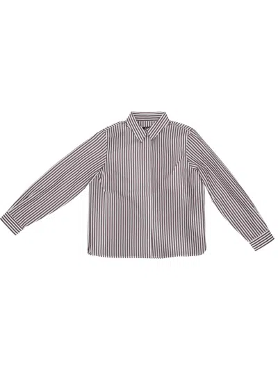 La Rose Cotton Poplin Shirt In Brown Stripes