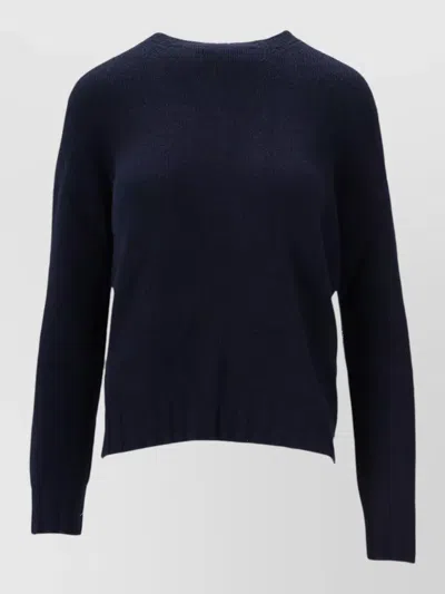 La Rose Crew Neck Knitwear Long Sleeves Ribbed Hem In Black