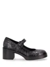 La Rose Black Leather Pumps In Peltro