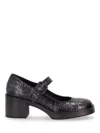 La Rose Black Leather Pumps In Peltro