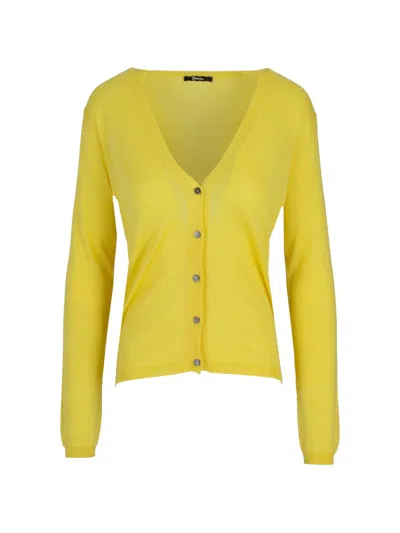 La Rose Cropped V-neck Cardigan In Yellow