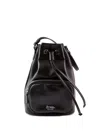 La Rose Drawstring Leather Bucket Bag In Black