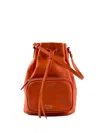 La Rose Drawstring Leather Bucket Bag In Orange