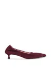 La Rose Elasticated Suede Pumps In Red